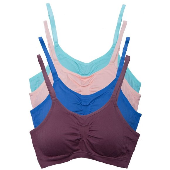 4-Pack Nylon-Spandex Comfort Cami Bra Pullover Design K0100 L. Vintage New NWT